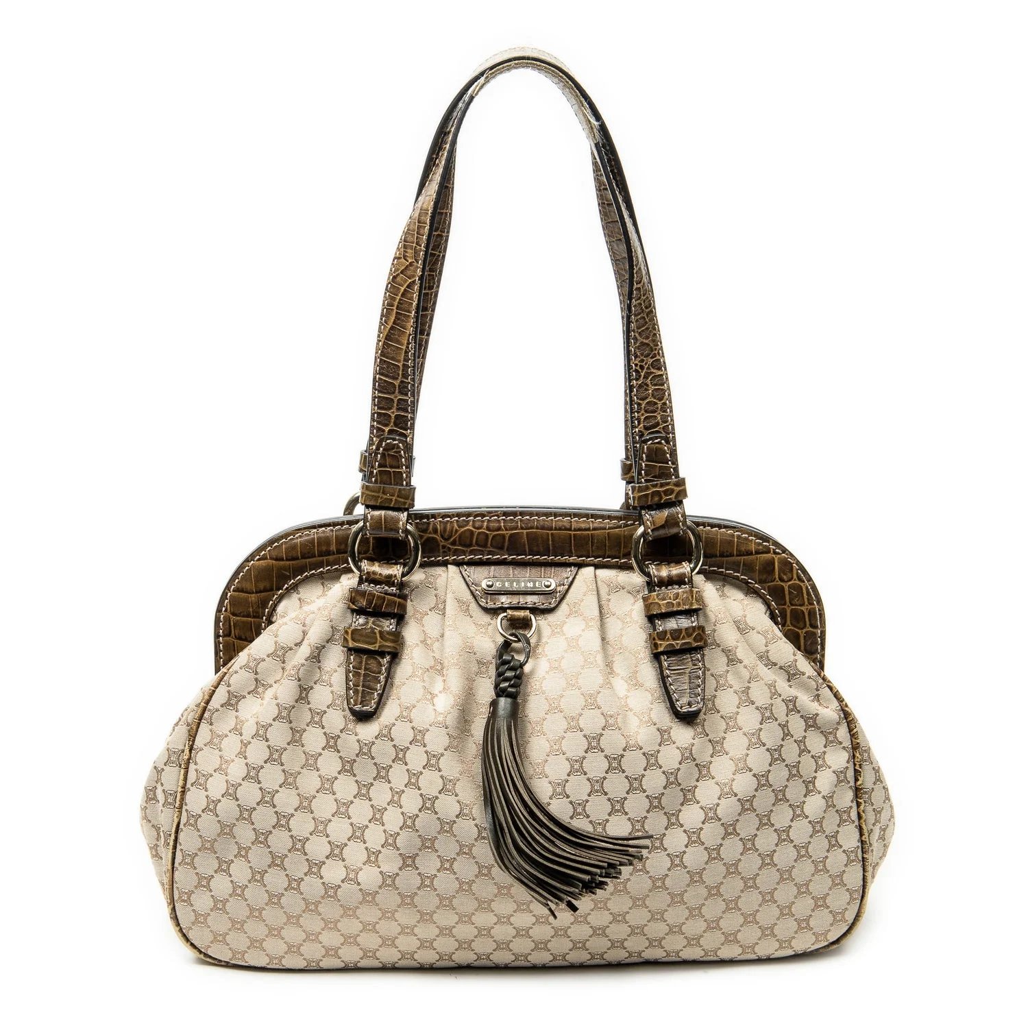Canvas Tassel Frame Satchel Tote