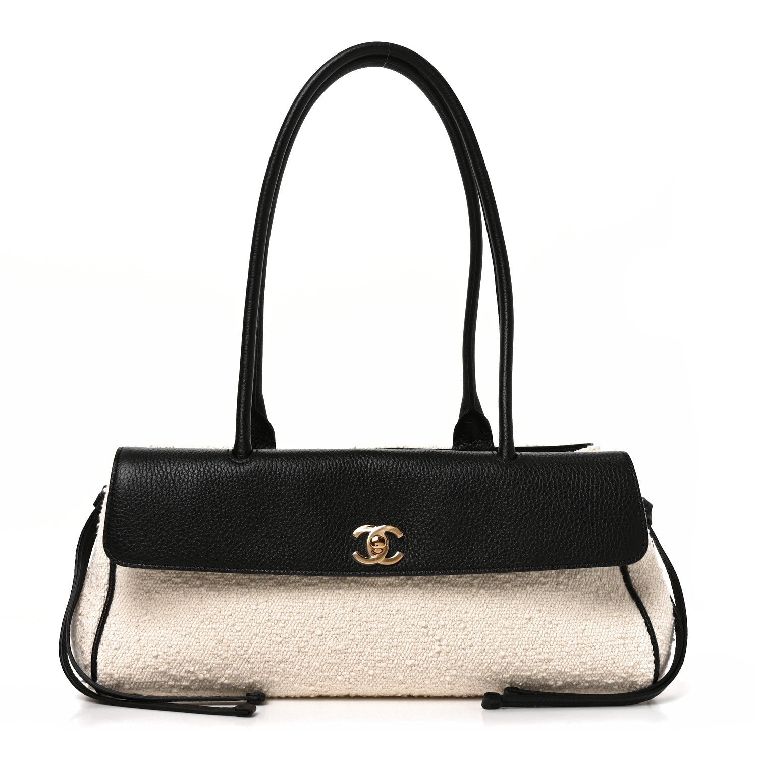 Chanel Grained Calfskin Boucle Urban Essentials Small Shopping Bag Ecru Black