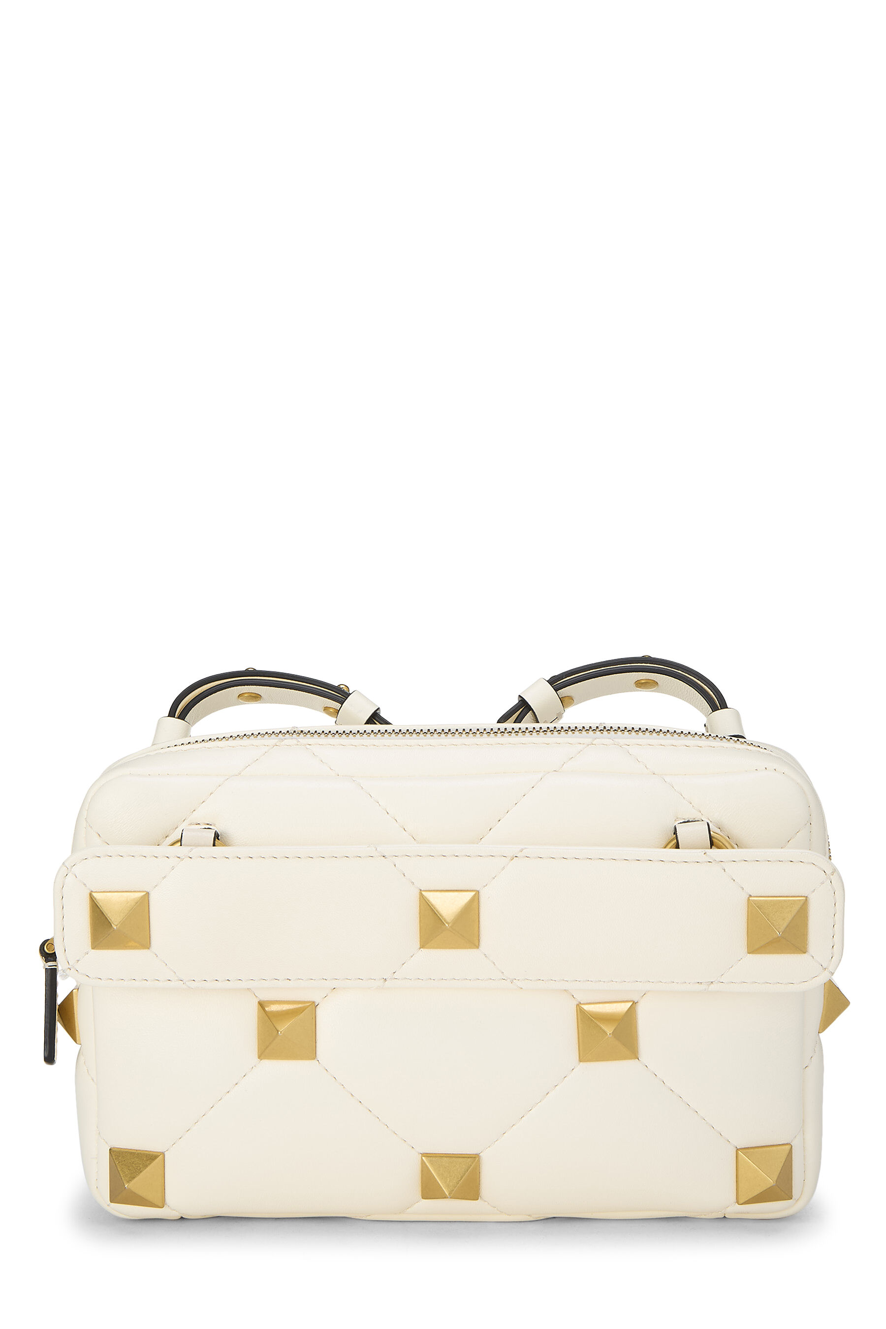 Valentino White Leather Roman Stud Crossbody