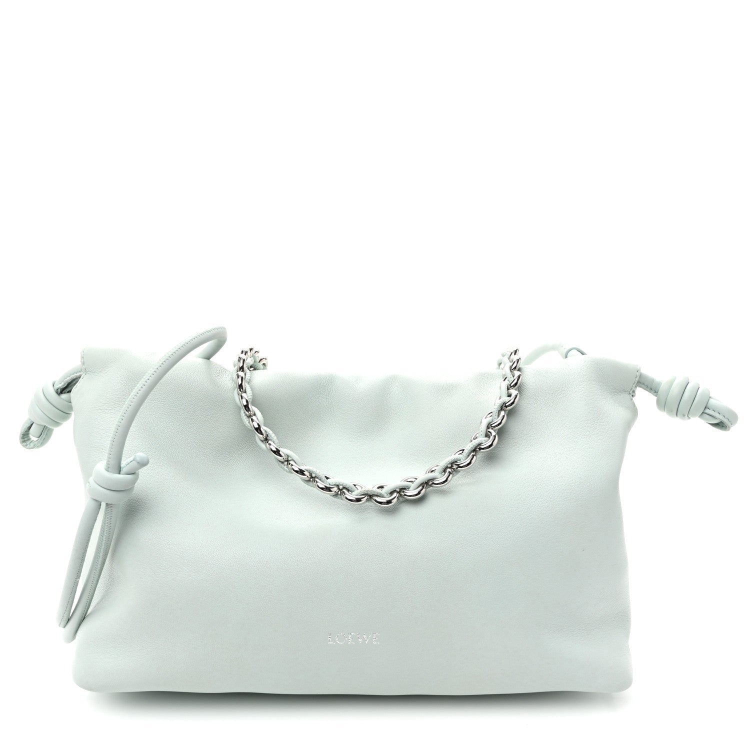 Loewe Mellow Nappa Medium Donut Chain Flamenco Knot Clutch Frozen