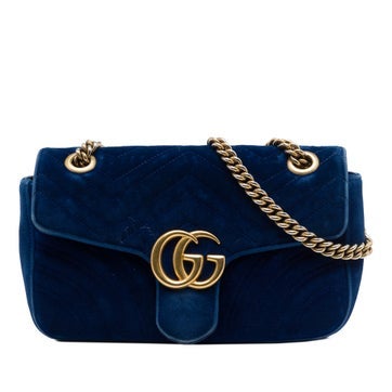 Medium GG Marmont Matelasse Velvet Shoulder Bag