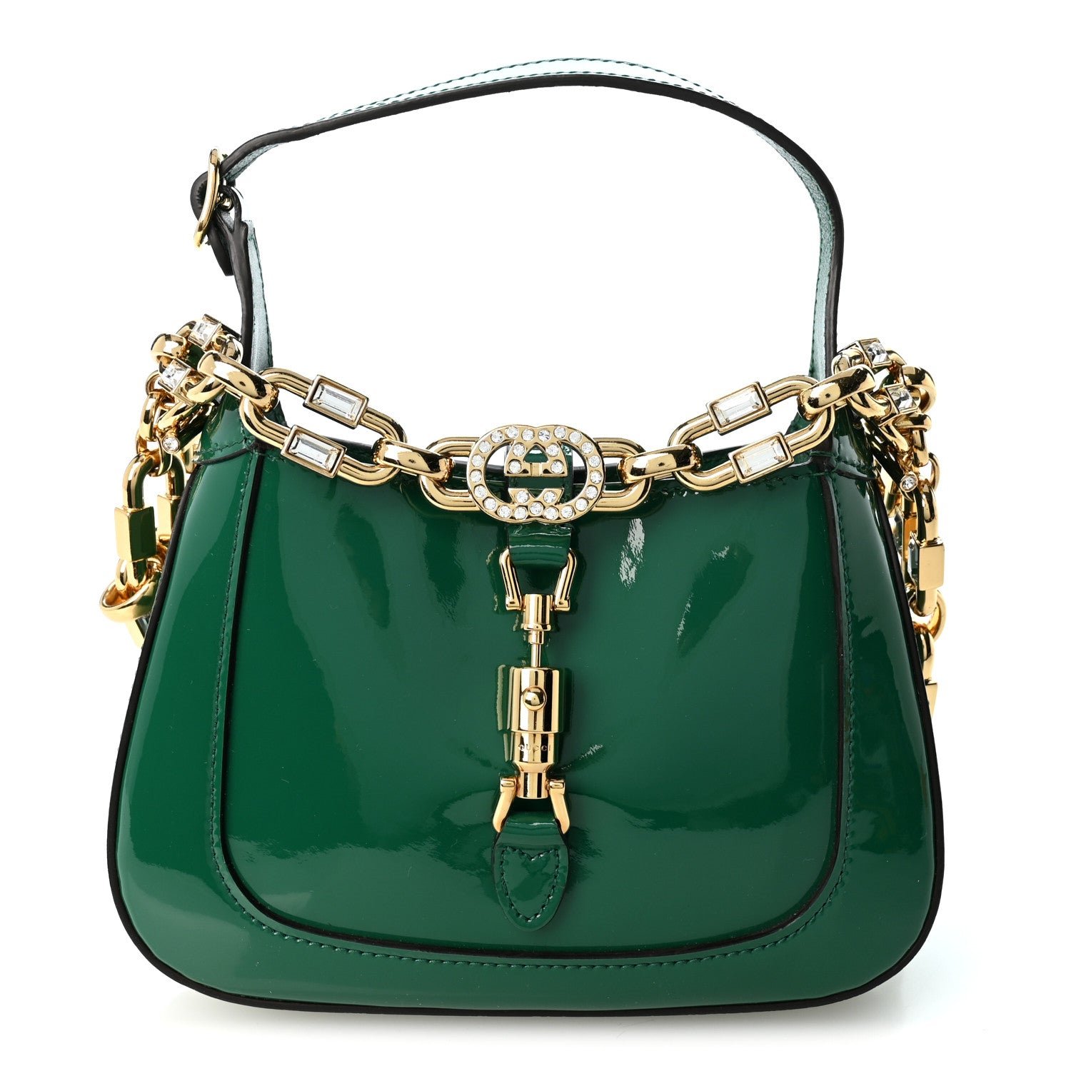 Gucci Patent Mini Jackie 1961 Crystal Hobo Emerald