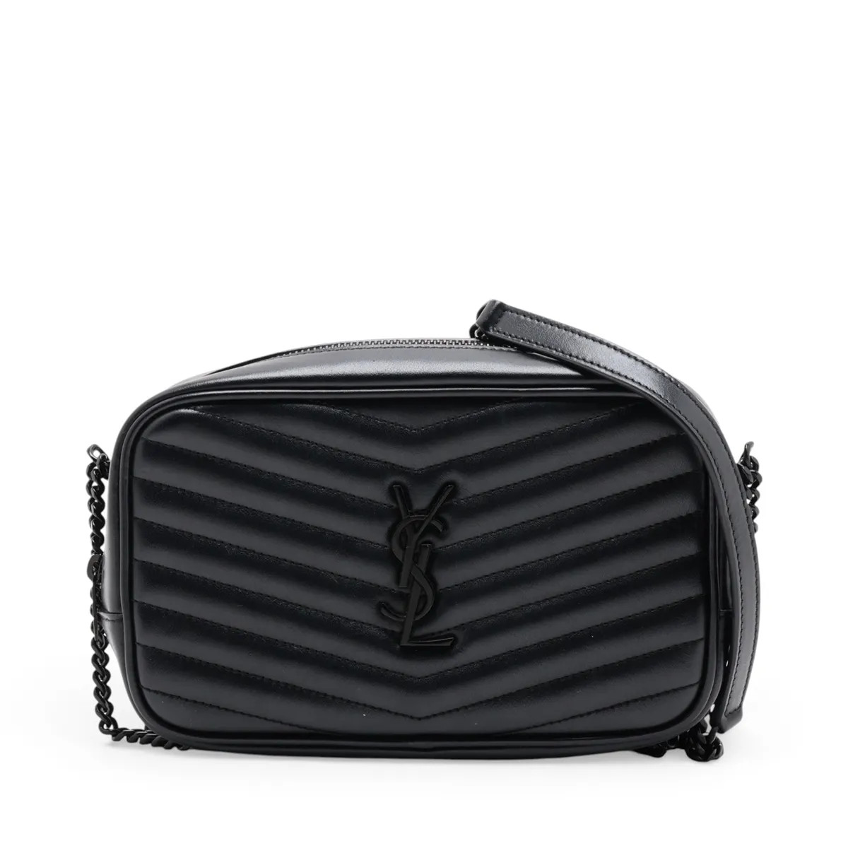Saint Laurent Paris Roux 748849 Leather Chain Shoulder Bag Black