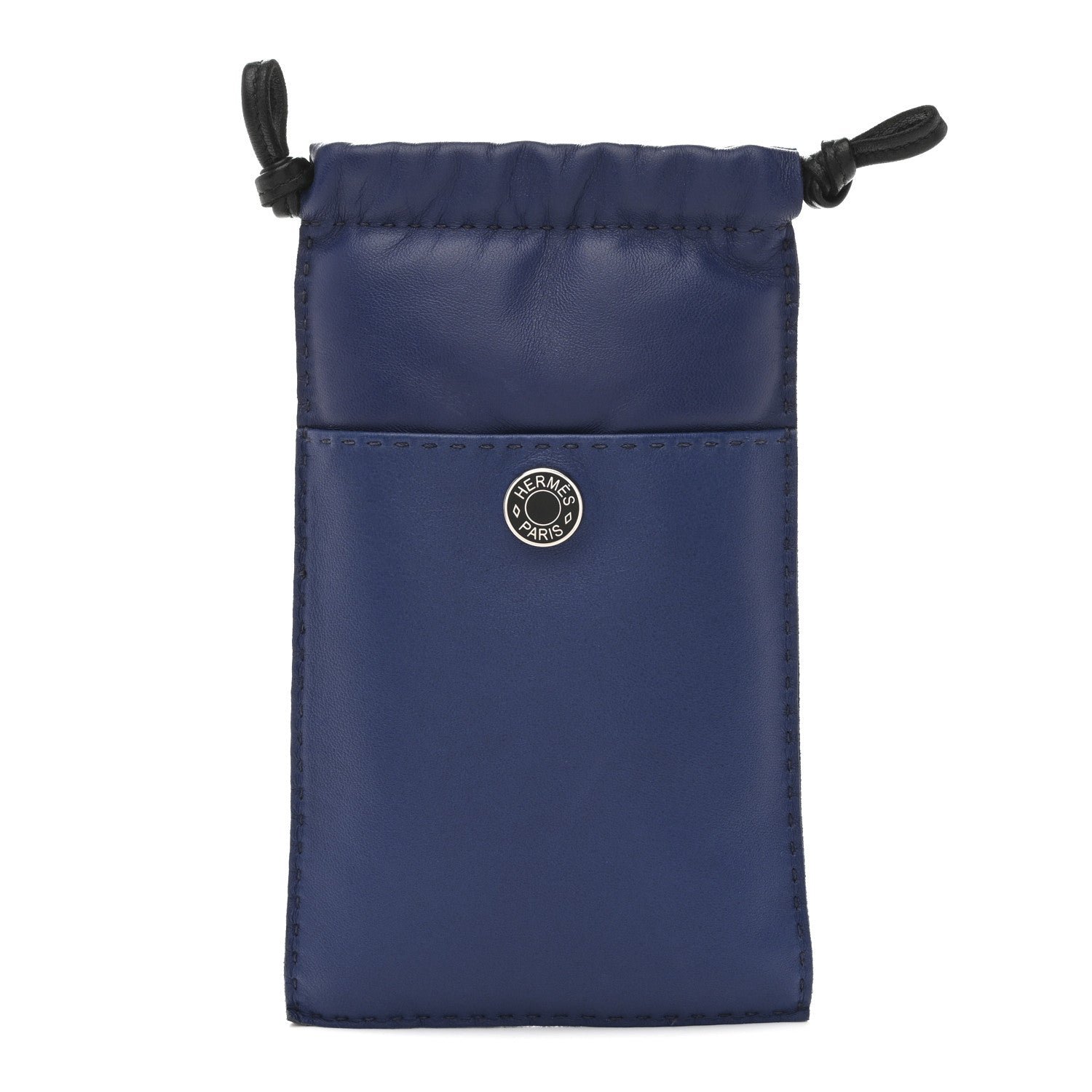 Hermes Milo Lambskin Swift Pilo Phone Case Bleu Saphir Black