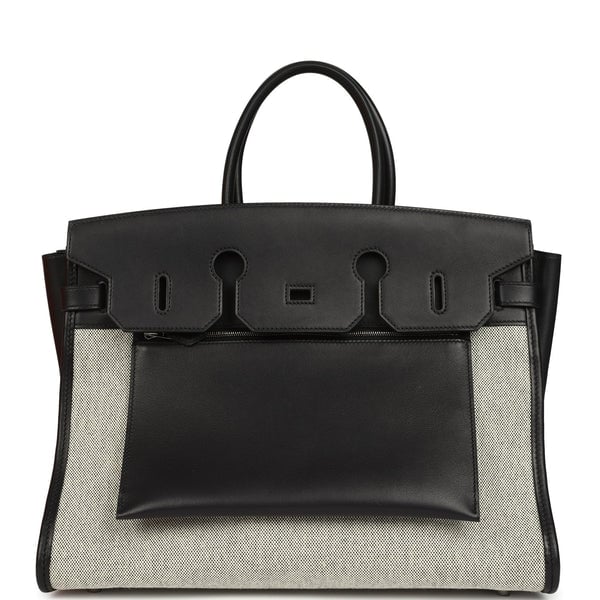 Hermes Hermes Birkin 35 A L'Envers Black-Ecru Toile H Canvas and Black Volupto Palladium Hardware