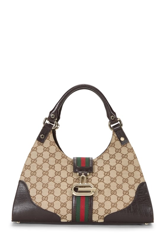 Brown Original GG Canvas Web Junco Shoulder Bag