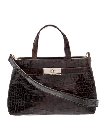Embossed Leather Top Handle Bag