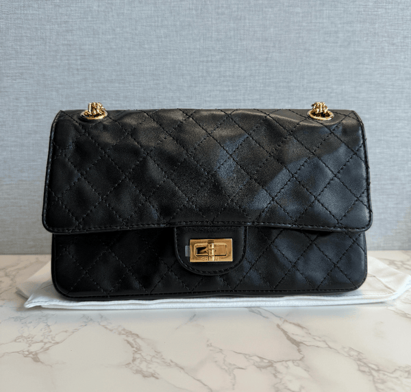 Chanel Chanel Small "Crush" Reissue 225 2.55 Double Flap Bag Black Lambskin Gold Hardware