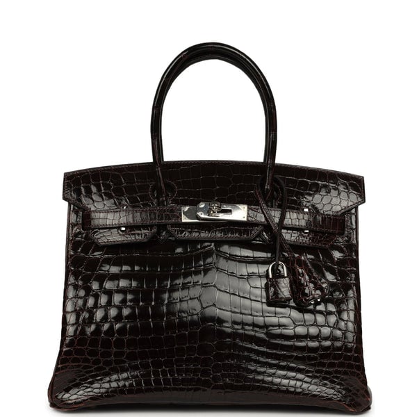 Vintage Hermes Birkin 30 Cocaon Shiny Niloticus Crocodile Palladium Hardware