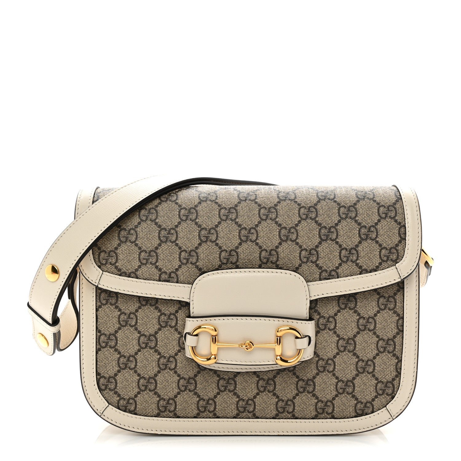 Gucci GG Supreme Monogram Horsebit 1955 Shoulder Bag Beige Mystic White