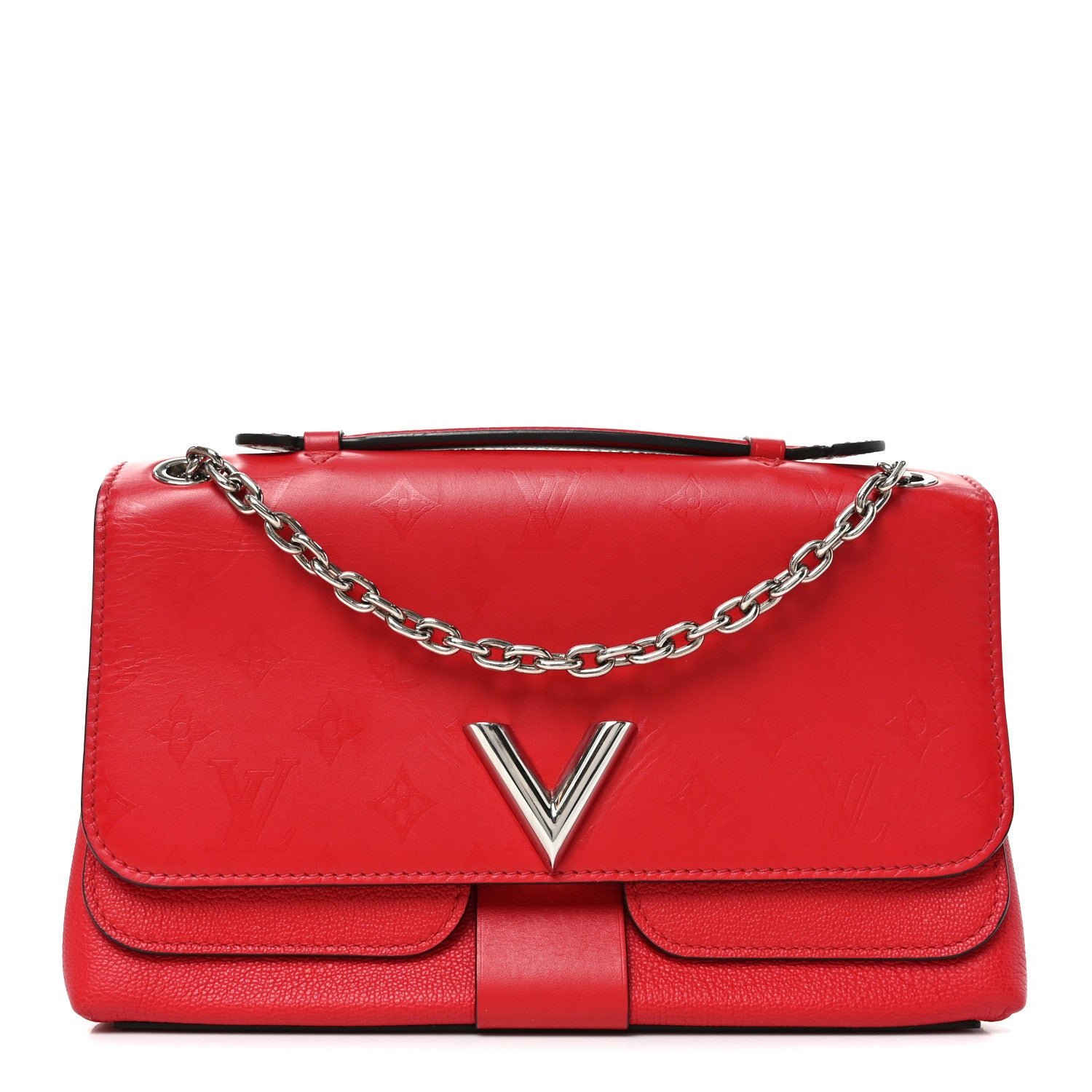 Louis Vuitton Monogram Cuir Plume Ecume Very Chain Bag Rubis Red