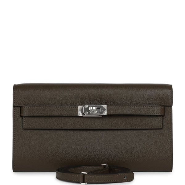 Hermes Kelly Wallet To Go Vert Loden Evercolor Palladium Hardware