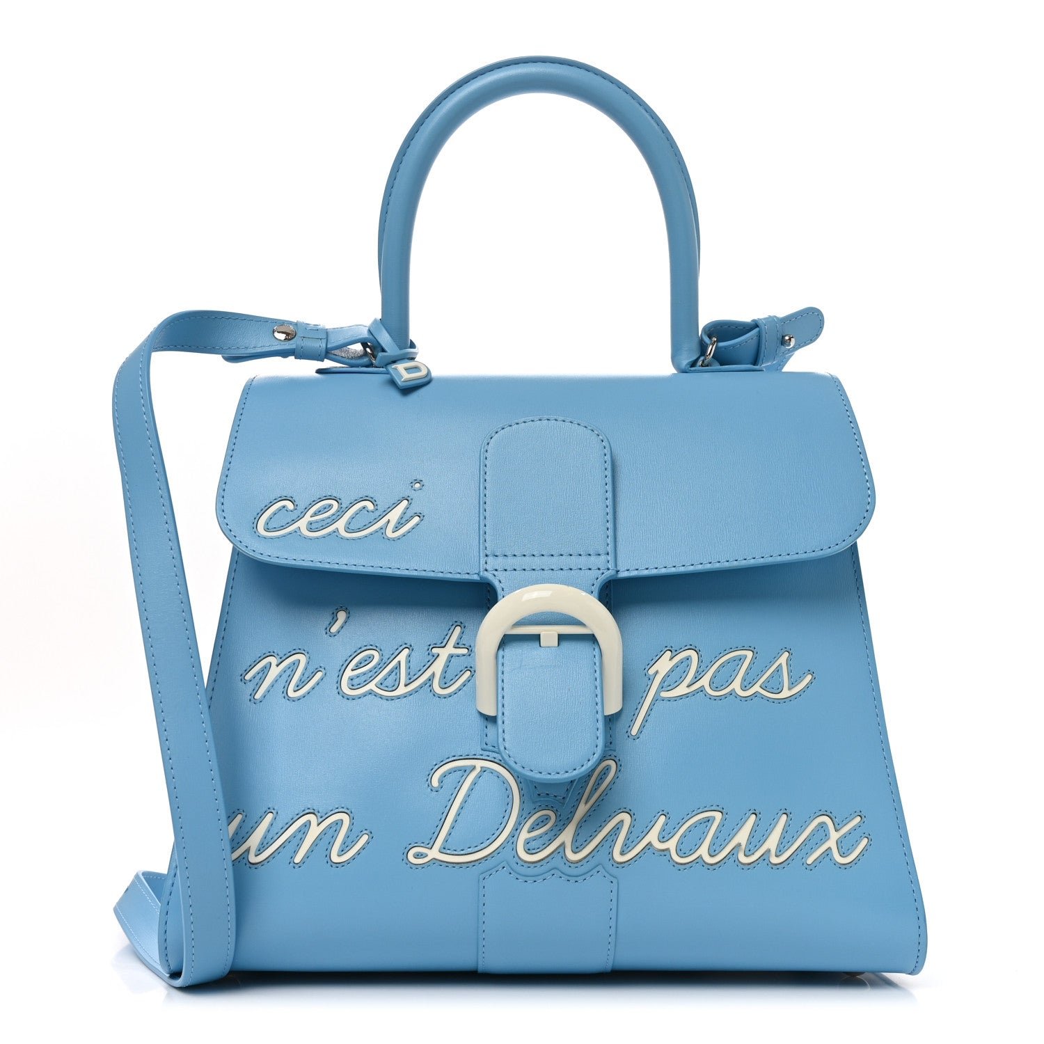 Delvaux Box Calfskin MM L'Humour Brillant Satchel Ciel