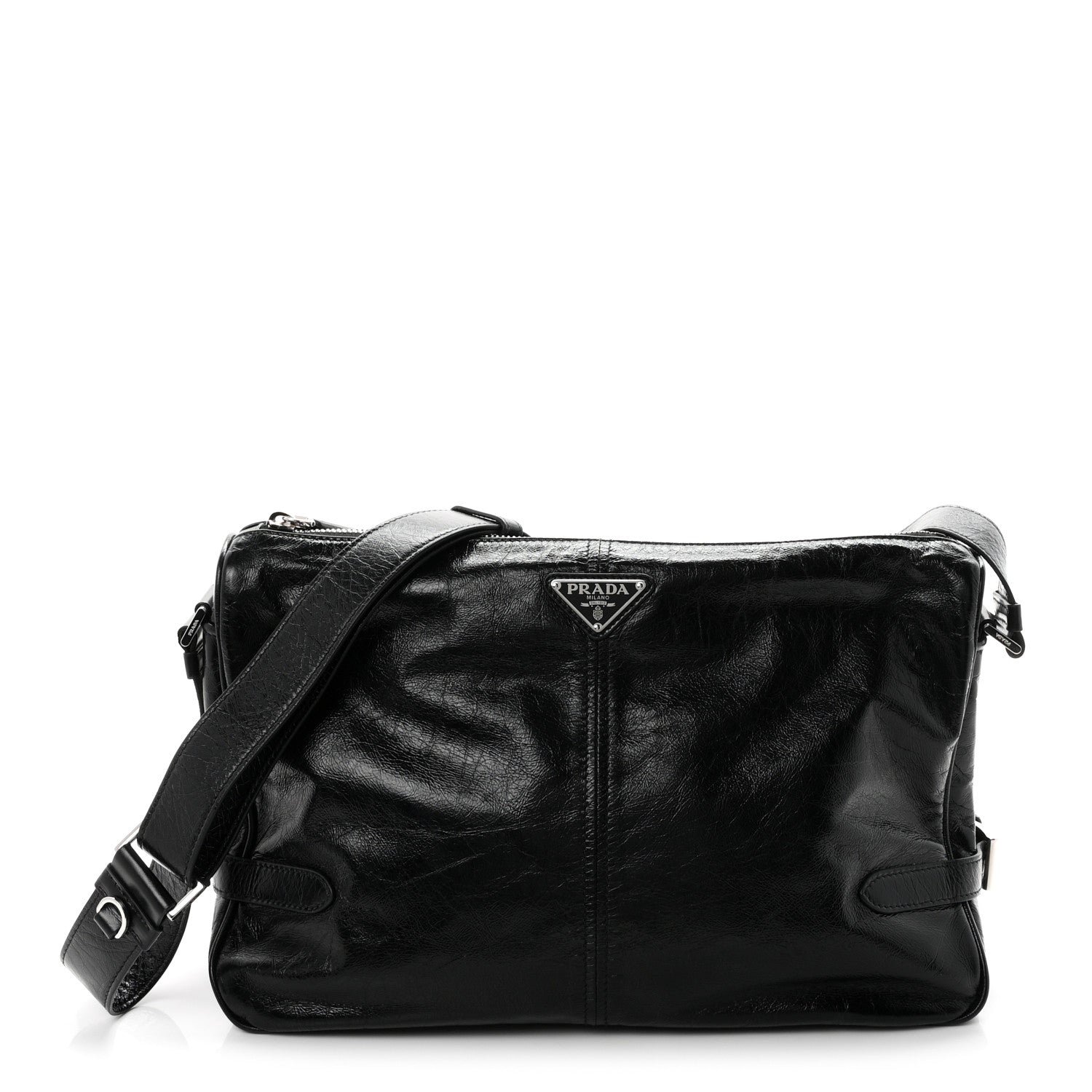 Prada Vitello Shine Shoulder Bag Black