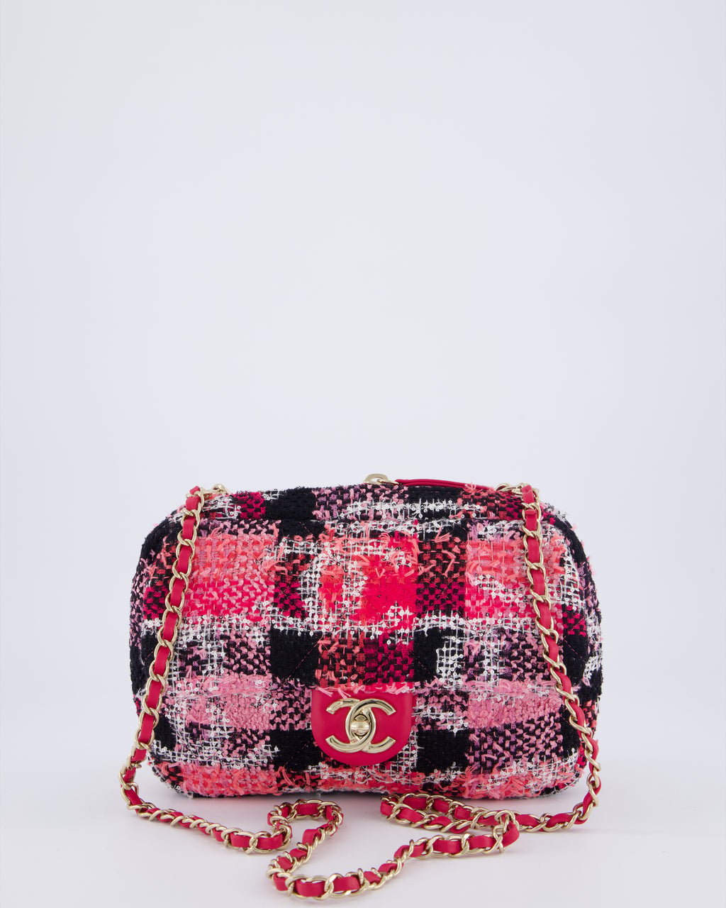 Chanel Pink & Black Coco Beach Convertible CC Flap Tote Bag with Champagne Gold Hardware