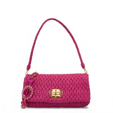 Coated Canvas Matelassé Nappa Crystal Chain Bag