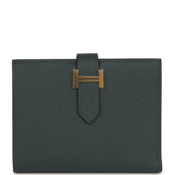 Hermes Hermes Bearn Compact Wallet Vert Fonce Epsom Gold Hardware