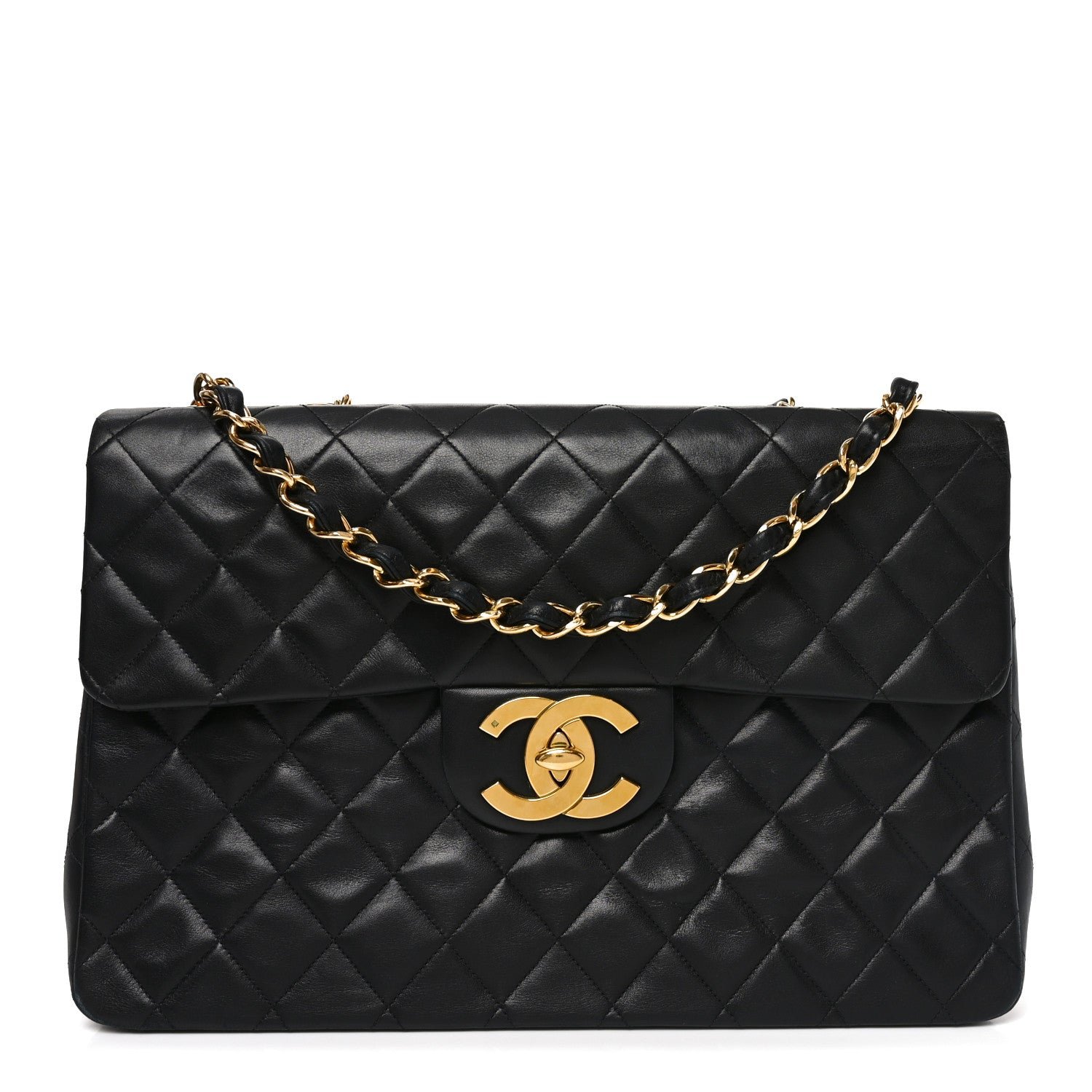 Chanel Lambskin Quilted XL Jumbo Single Flap Black