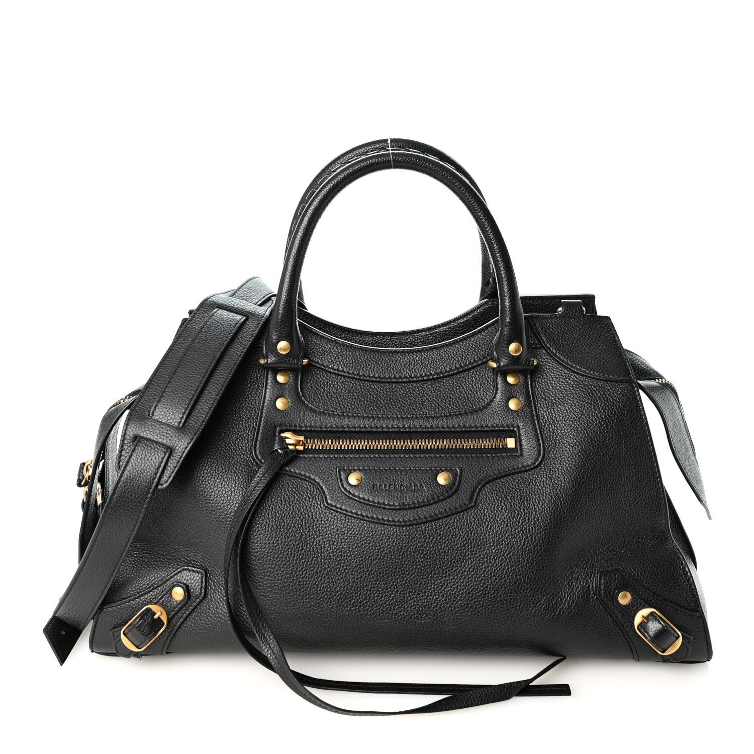 Balenciaga Grained Calfskin Neo Classic Gold Hardware Medium City Black