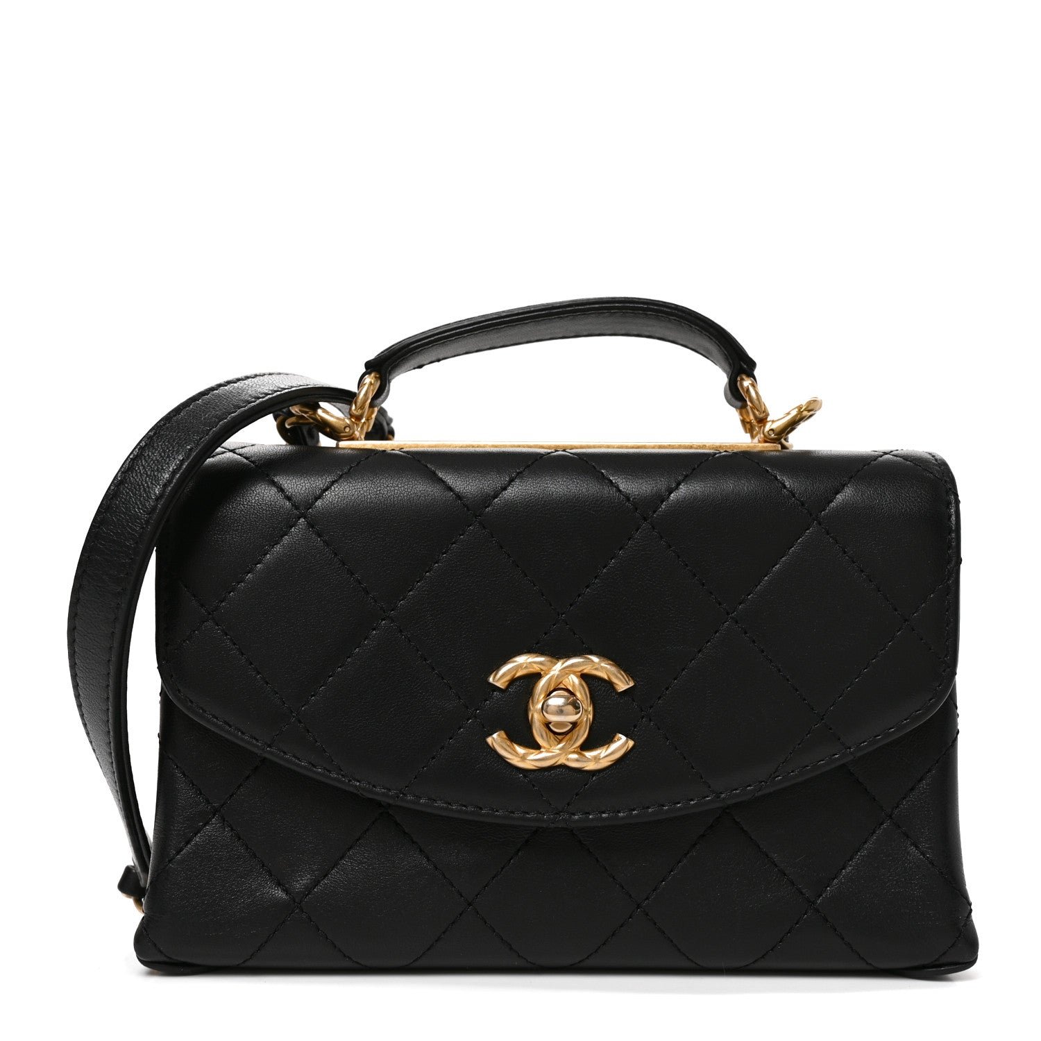 Chanel Lambskin Quilted Small Trendy CC Dual Handle Flap Bag Black