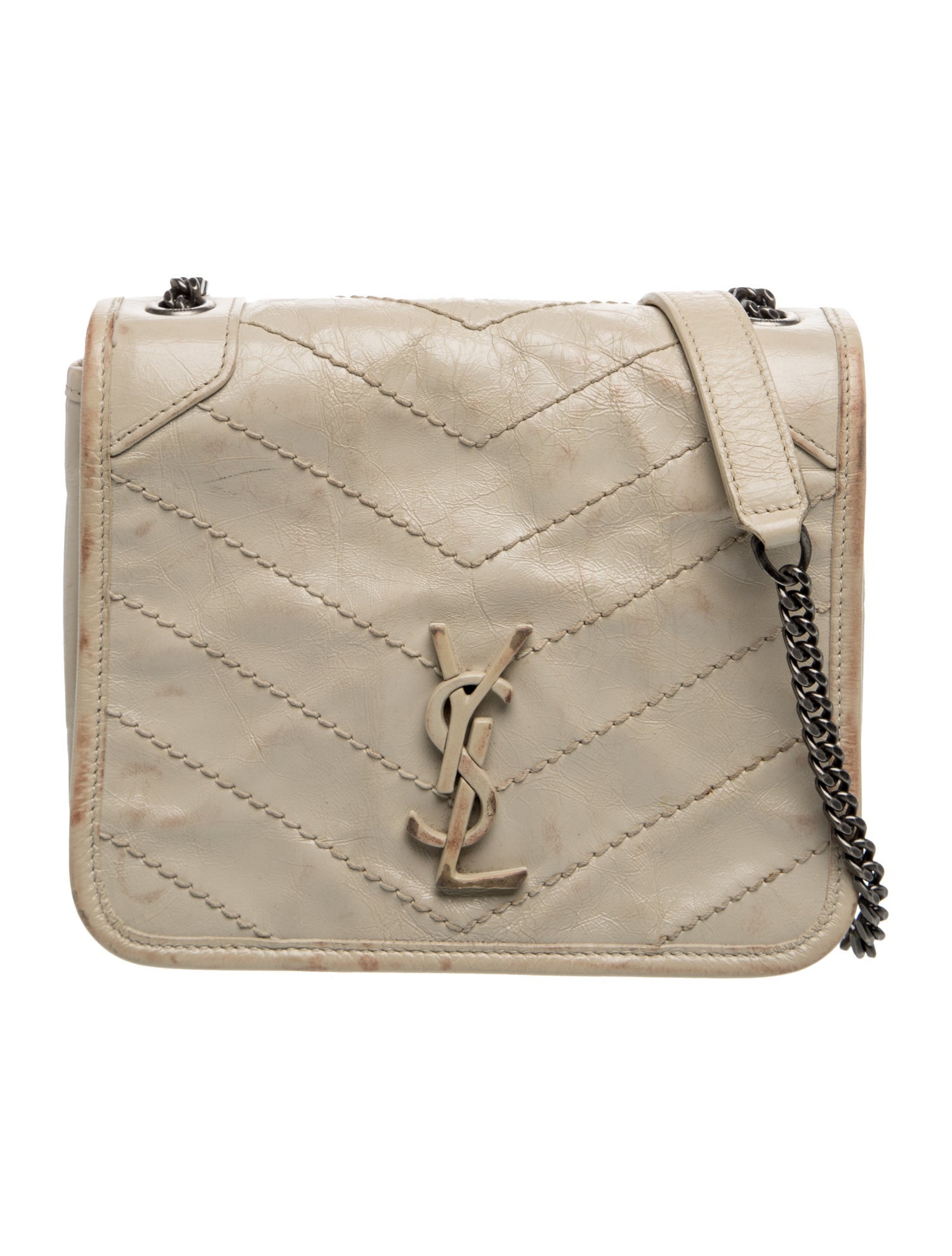 Saint Laurent Leather Monogram Matelassé Niki Wallet on Chain