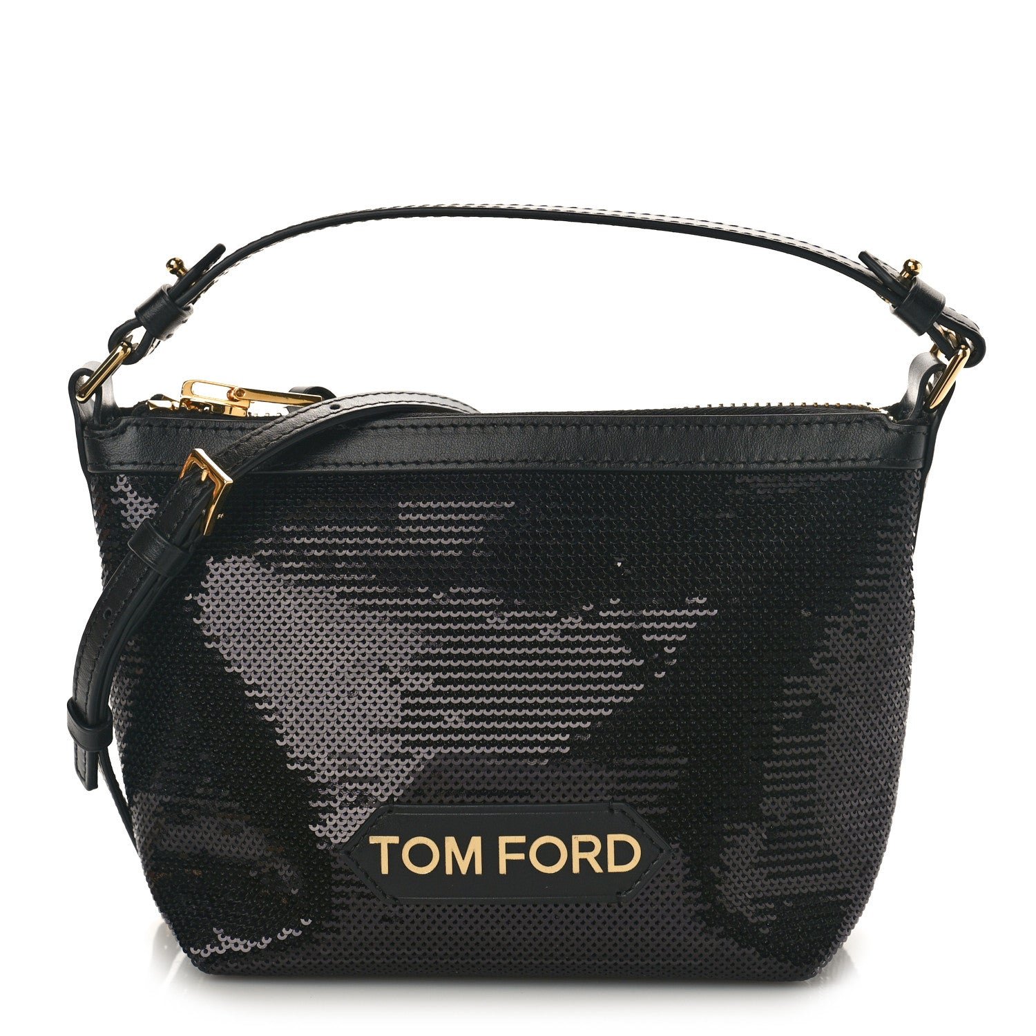 Tom Ford Sequin Small Label Pouch Black