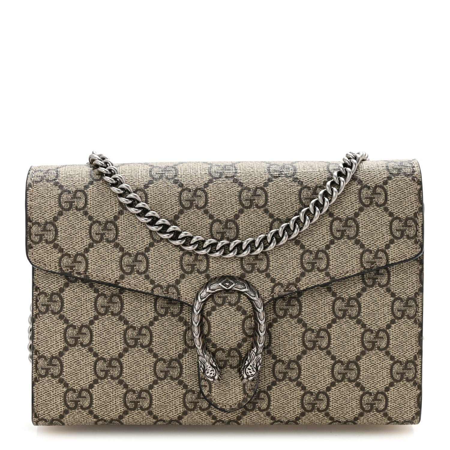Gucci GG Supreme Monogram Mini Dionysus Chain Wallet Beige Taupe