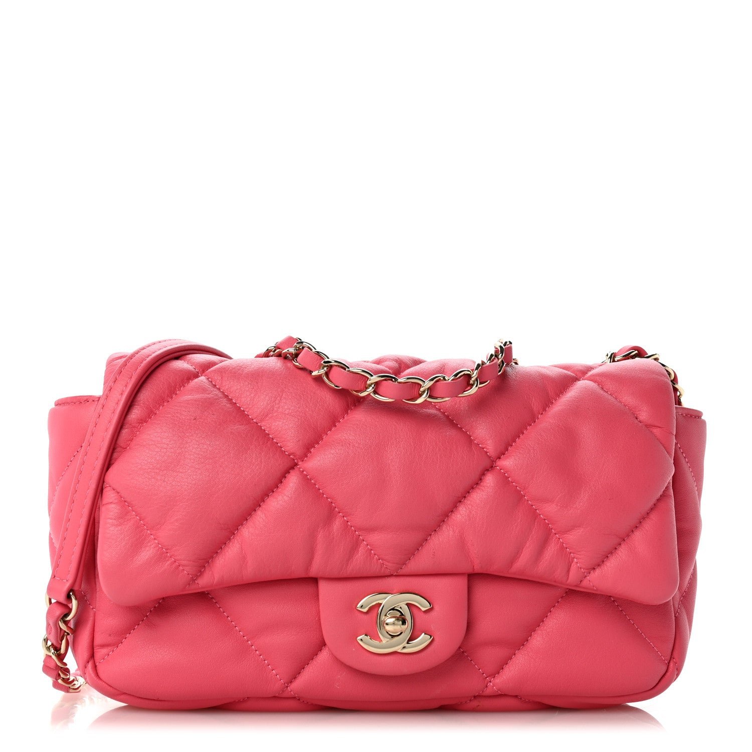 Chanel Calfskin Quilted Medium Bubbly Flap Pink