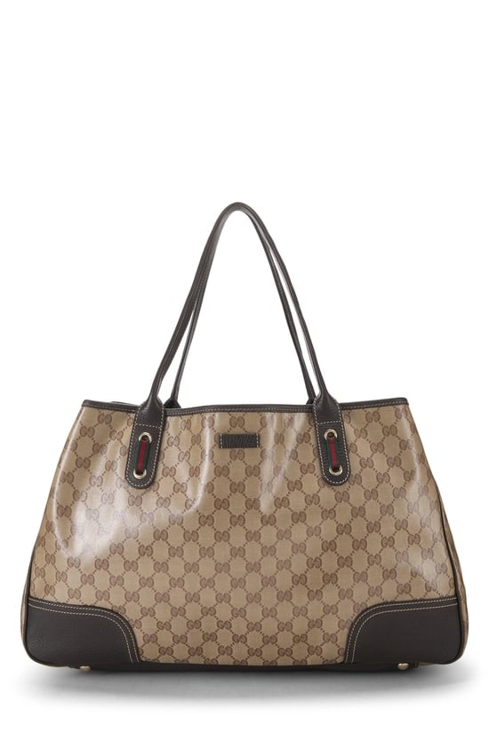 Brown Crystal Canvas Princy Tote Large