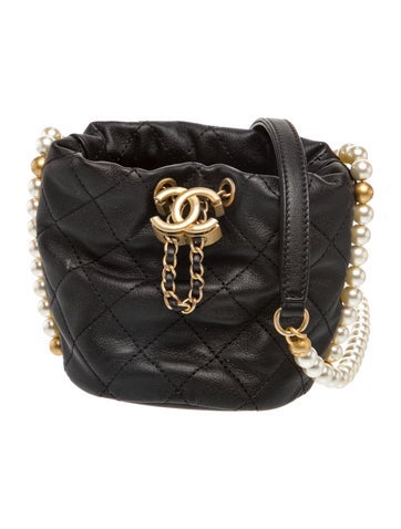 Quilted Mini About Pearls Bucket Bag