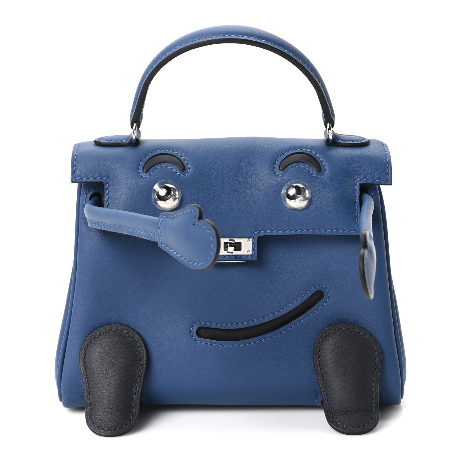 Hermes Swift Quelle Idole Kelly Doll Handbag Bleu Tie Caban