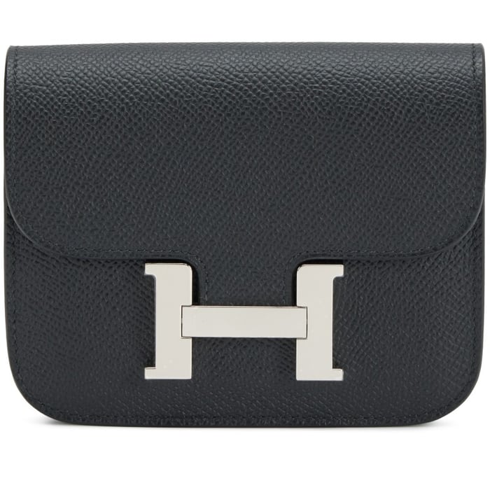 Hermes Black Epsom Constance Slim Wallet Palladium Hardware, 2024