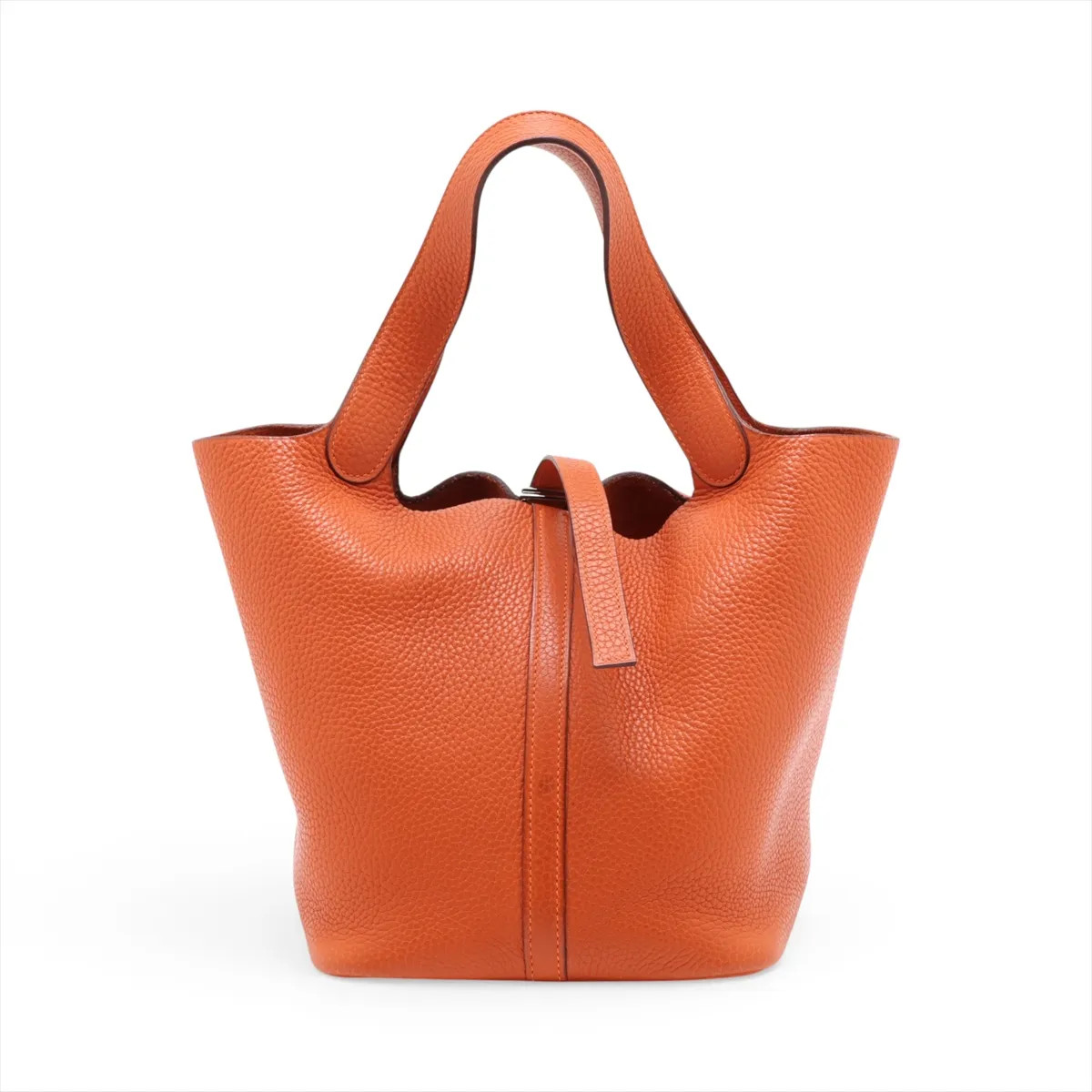 Hermès Picotin 22 MM Taurillon Clemence Portiron orange Silver Metal Fittings