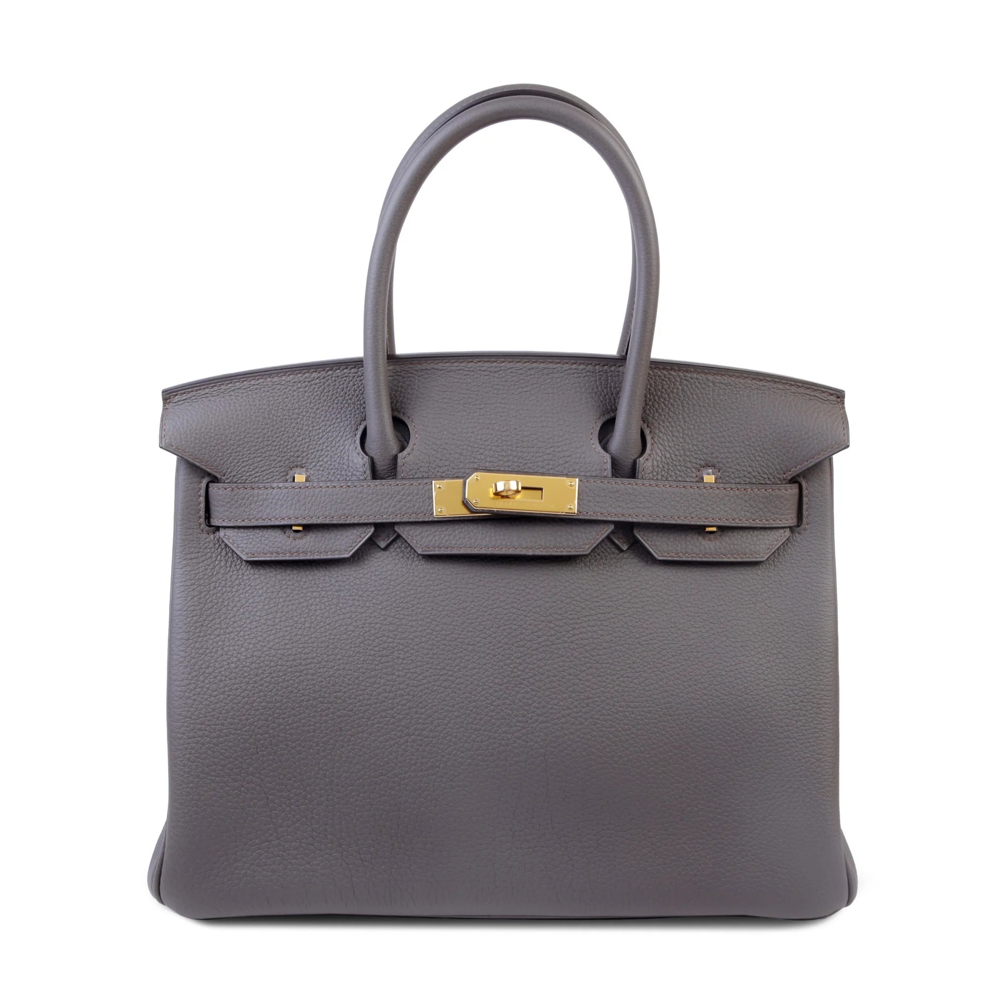 Unused ( Rank NS ) HERMÈS Birkin 30 Etain (8F) Togo Gold hardware A (2017)
