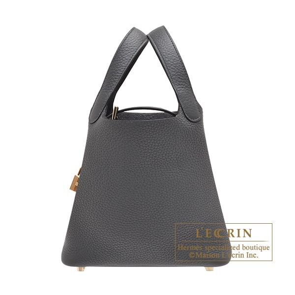 Hermes Picotin Lock bag 18/PM Gris misty Clemence leather Champagne gold hardware