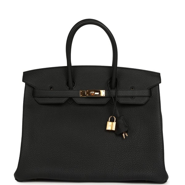 Pre-owned Hermes Birkin 35 Black Togo Gold Hardware