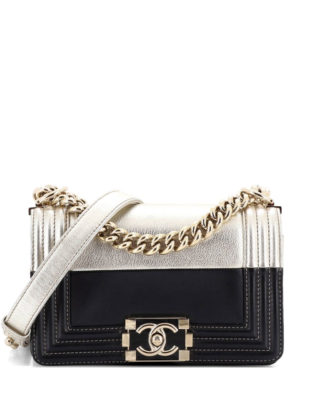 Bicolor Boy Flap Bag Calfskin Small shoulder bag