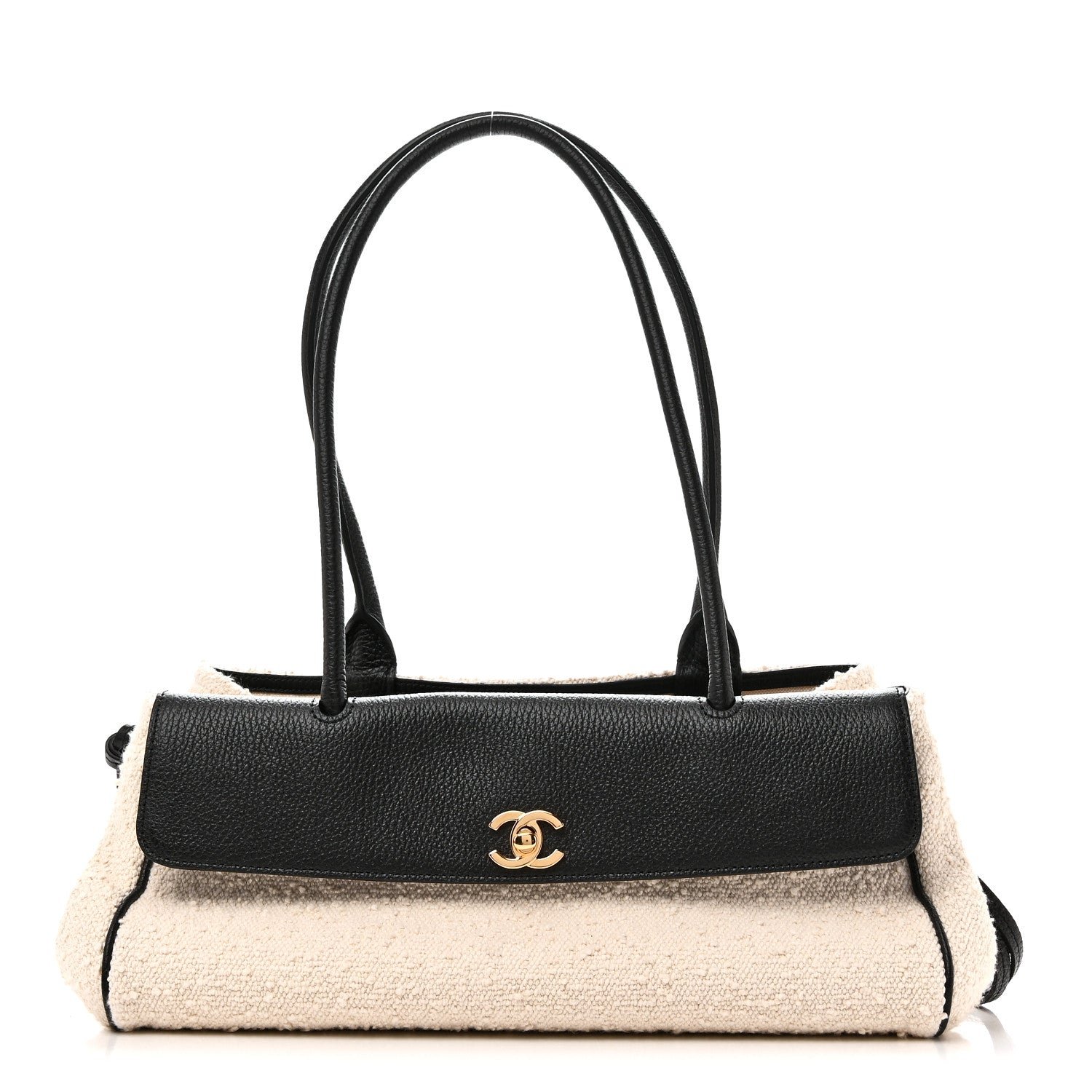 Chanel Grained Calfskin Boucle Urban Essentials Small Shopping Bag Ecru Black