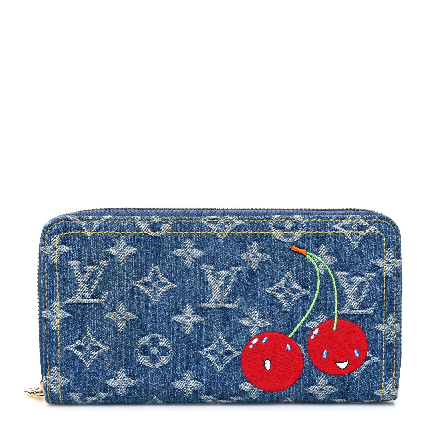 Louis Vuitton LV X TM Monogram Denim Cerises Zippy Wallet Blue