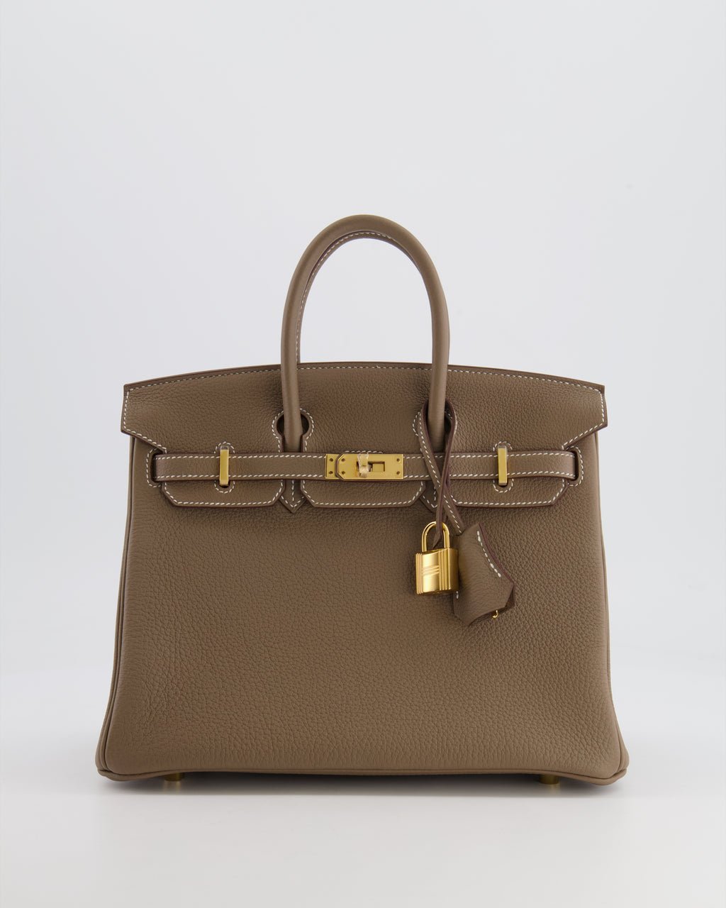 *HOT* Hermès Birkin Retourne 25 Bag in Etoupe Togo Leather with Gold Hardware