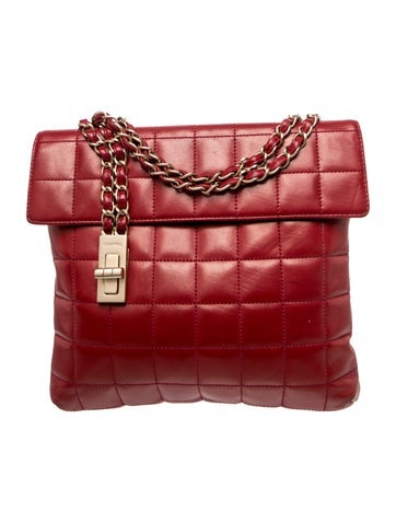 Square Quilt Vertical Lock Flap Bag