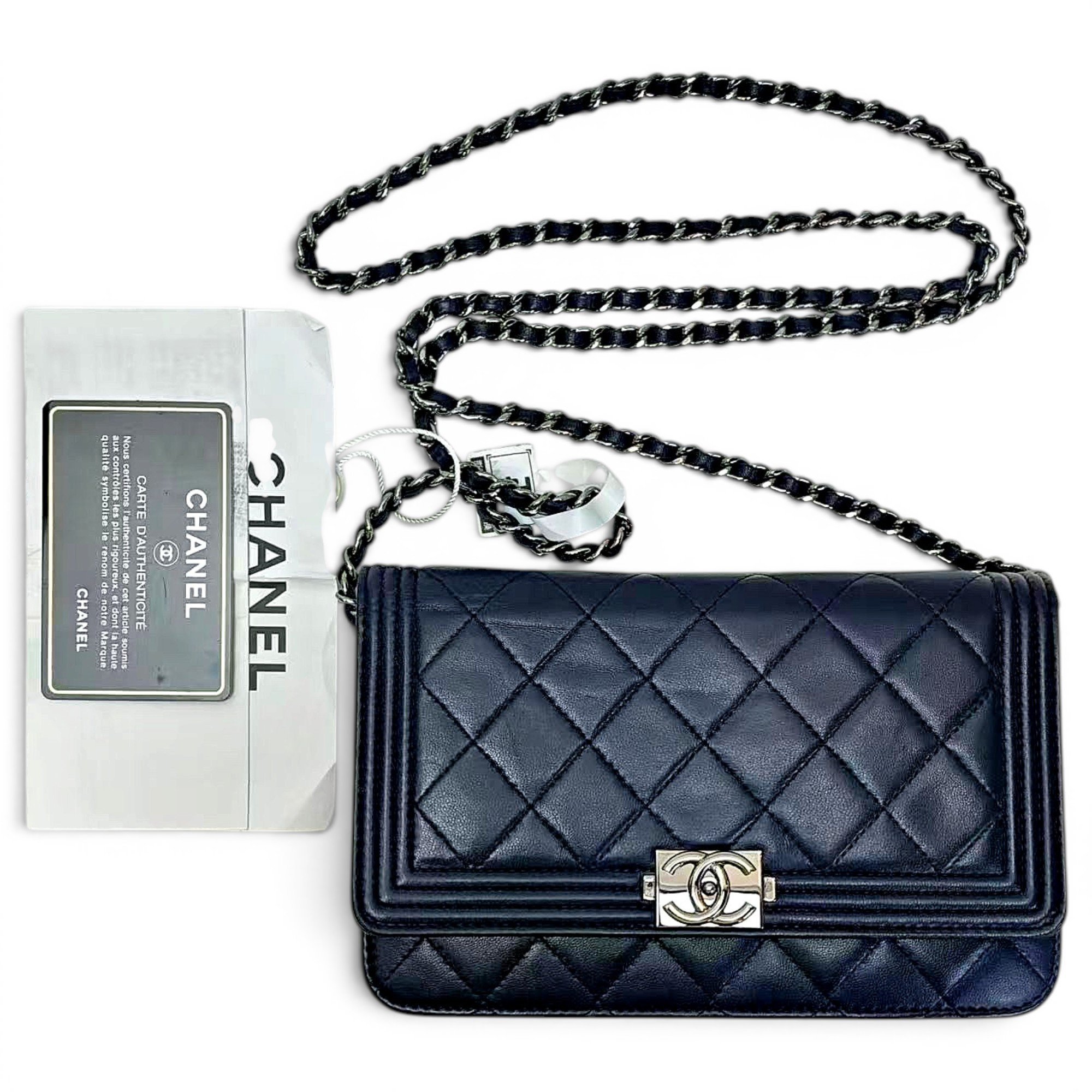 Wallet On Chain Boy Half Flap leather crossbody bag