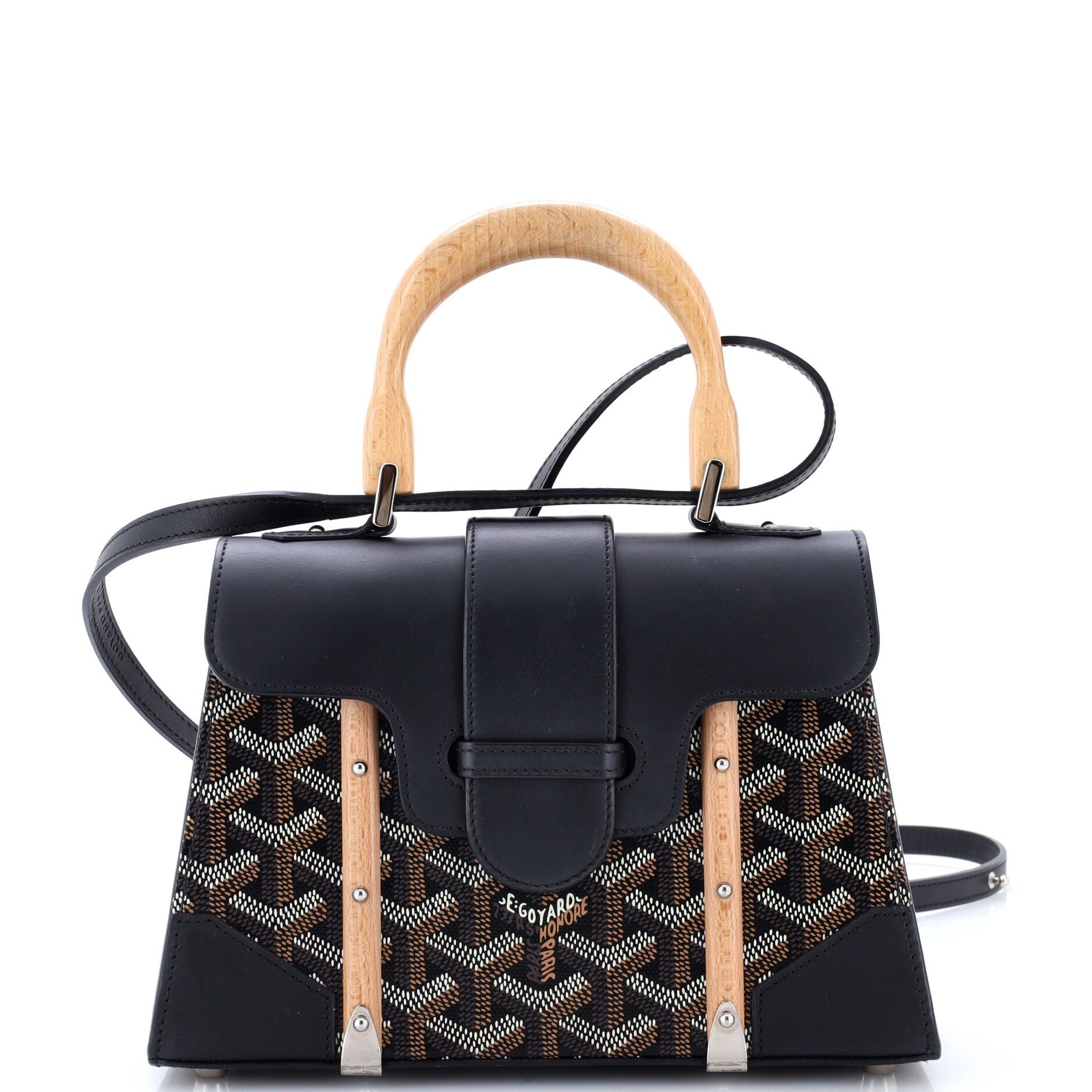 Structured Saigon Top Handle Bag Coated Canvas with Leather Mini