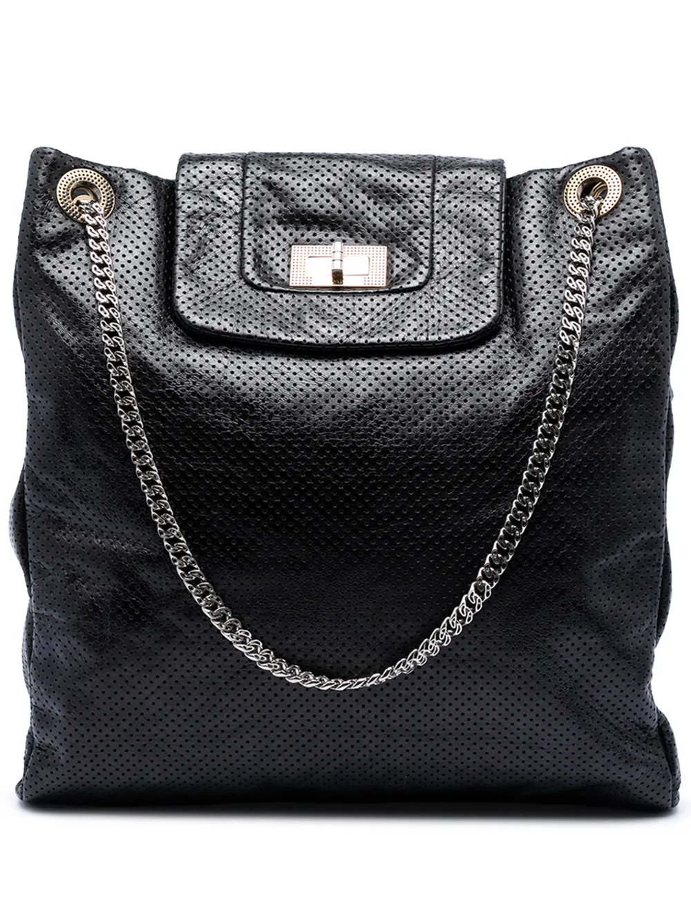 2008-2009 Perforated Crackled Metallic Calfskin Drill tote bag