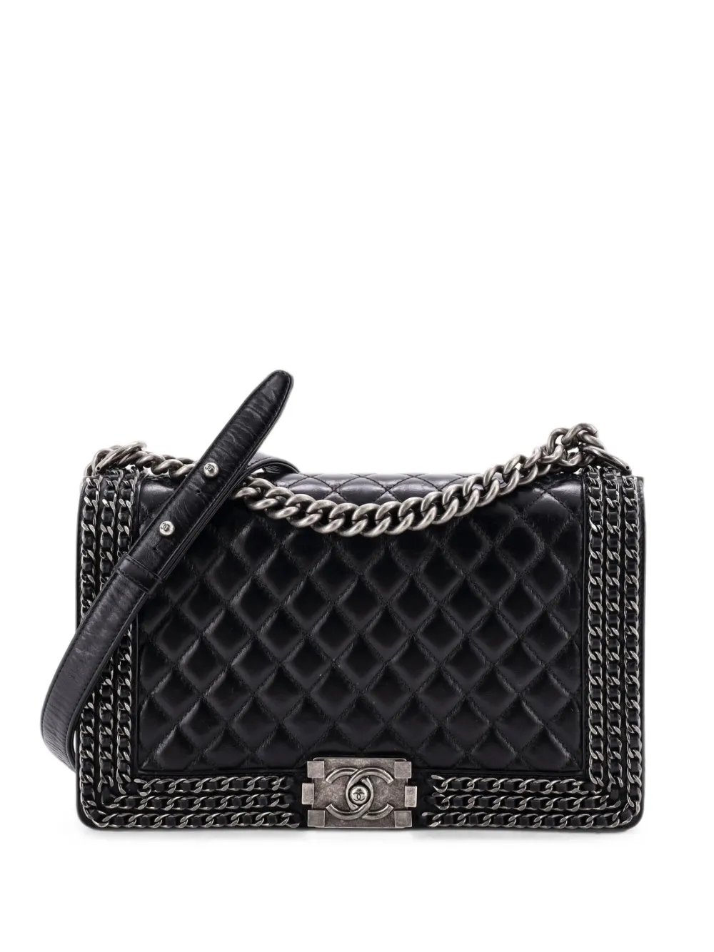 Chained Boy Flap Bag Quilted Glazed Calfskin Old Medium shoulder bag