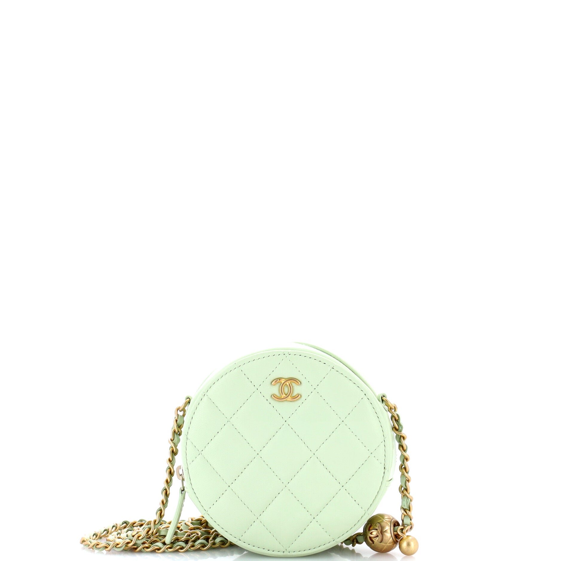 Pearl Crush Round Clutch with Chain Quilted Lambskin