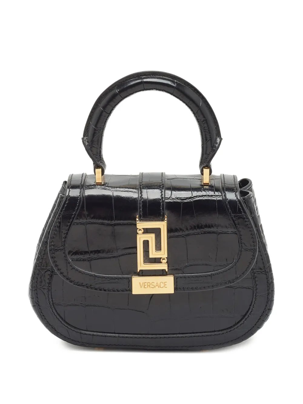 Greca Goddess croc-embossed handbag