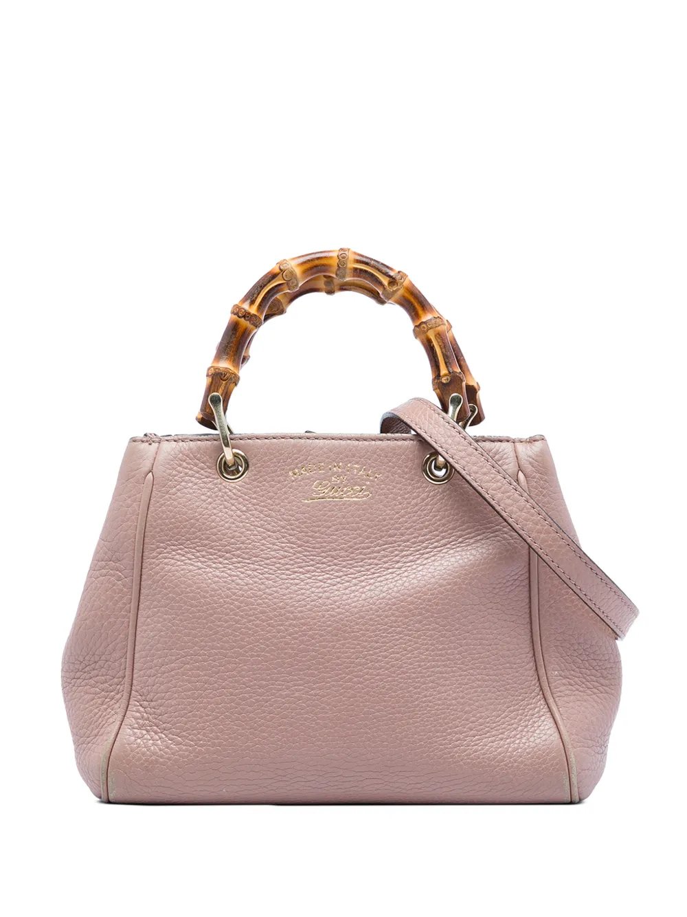 2016-2026 Mini Calfskin Bamboo Shopper satchel