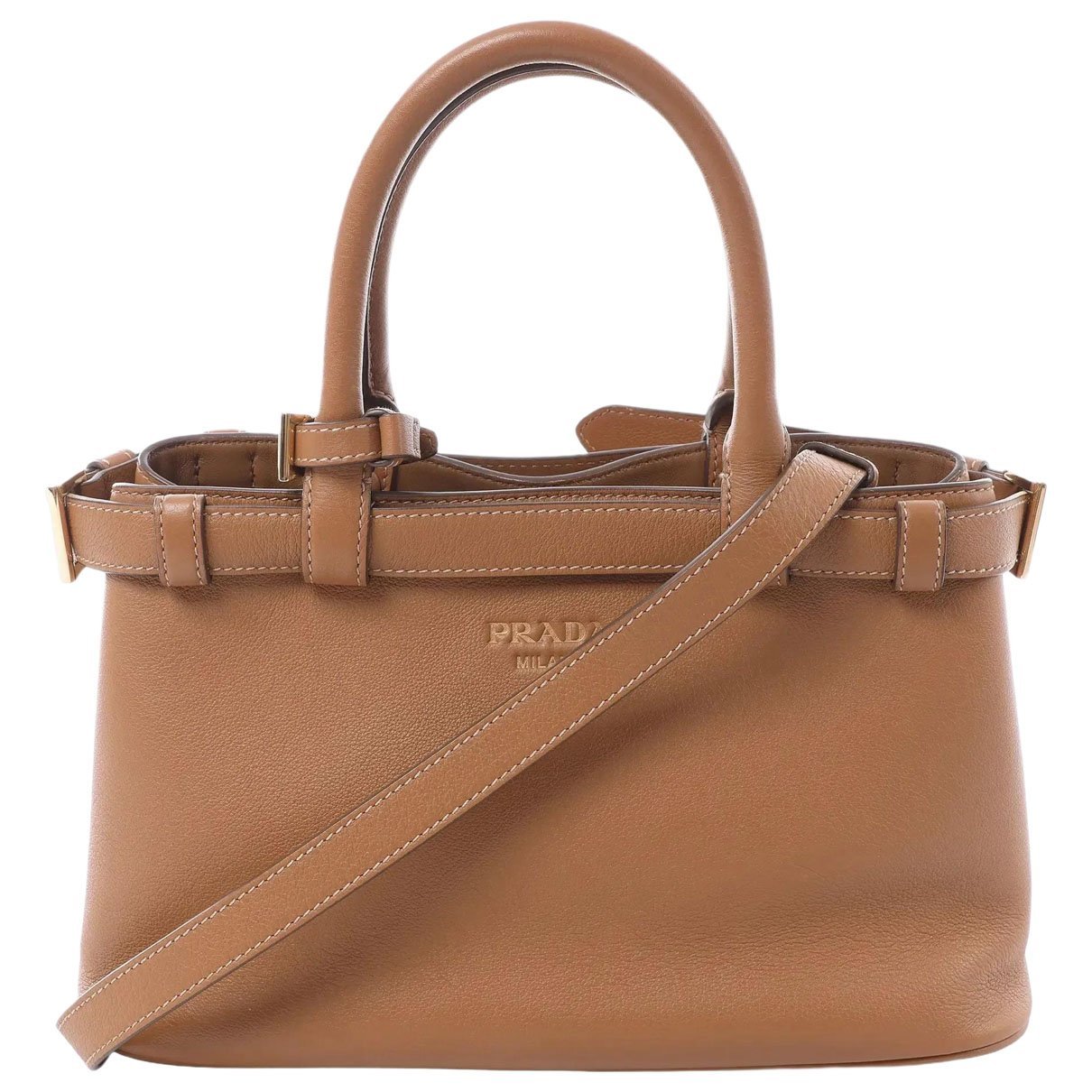 Buckle leather handbag