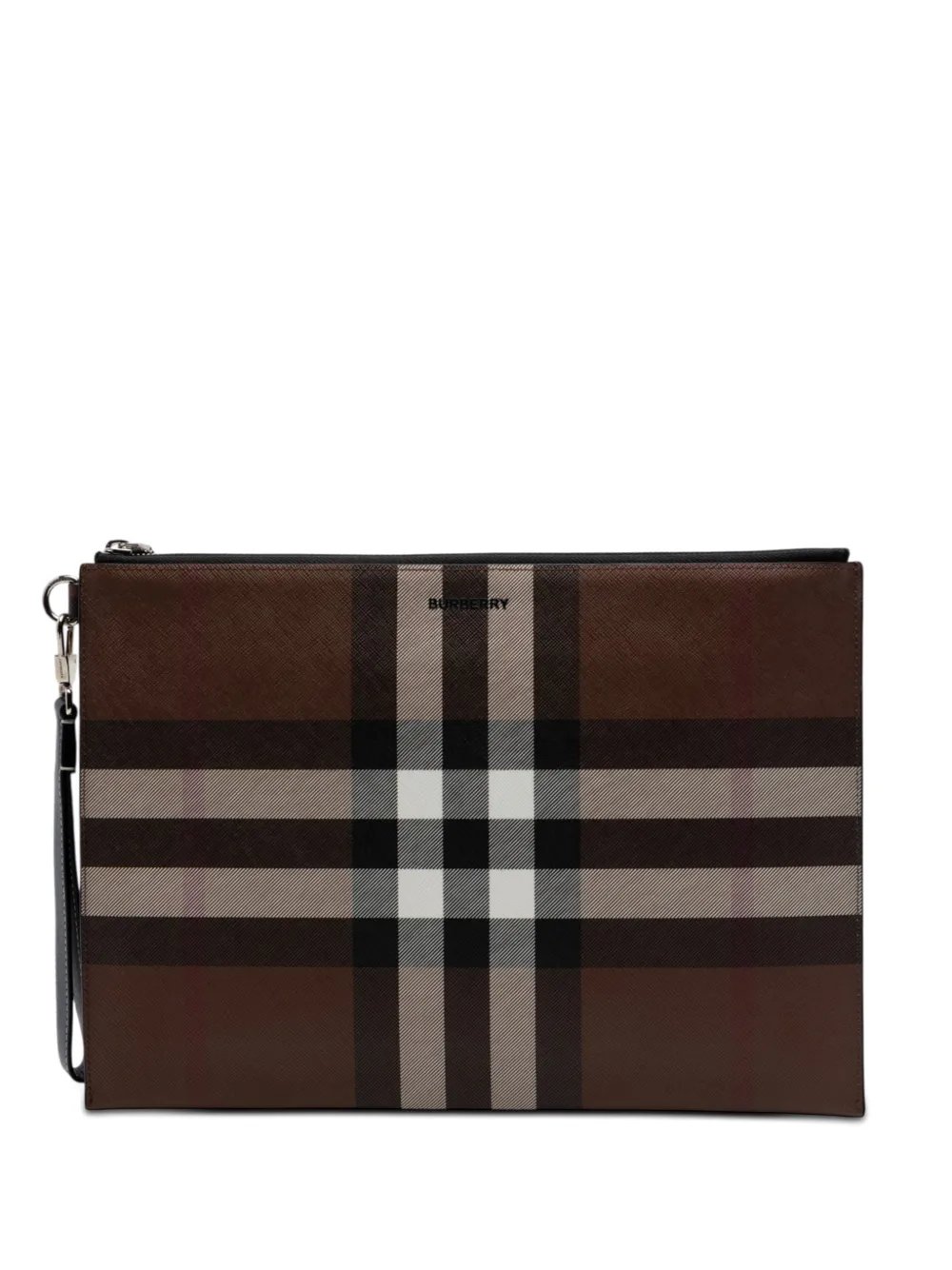 2000-2017 Check Coated Canvas Zip Pouch clutch bag